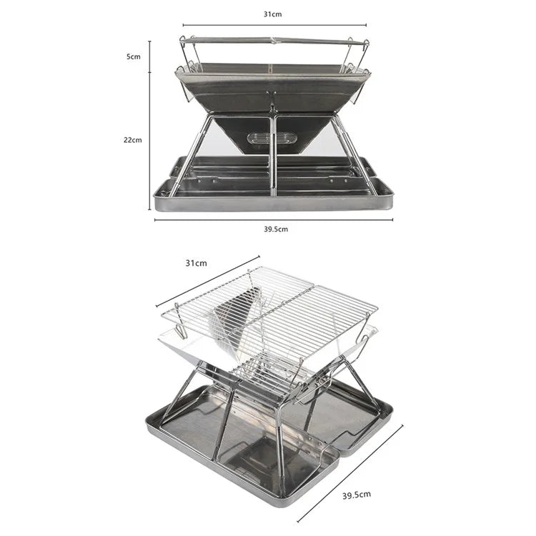 HALIN Camping Burning Stove Potable Folding Stainless Steel Backpacking BBQ Grill for Picnic (BPA-Free, No FDA Certified)