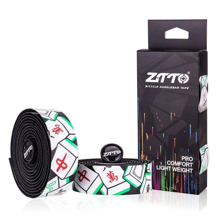 ZTTO CSBD 2Pcs Mahjong Pattern Bicycle Handlebar Anti-skid PU+EVA Tape Bike Handlebar Wrap Straps