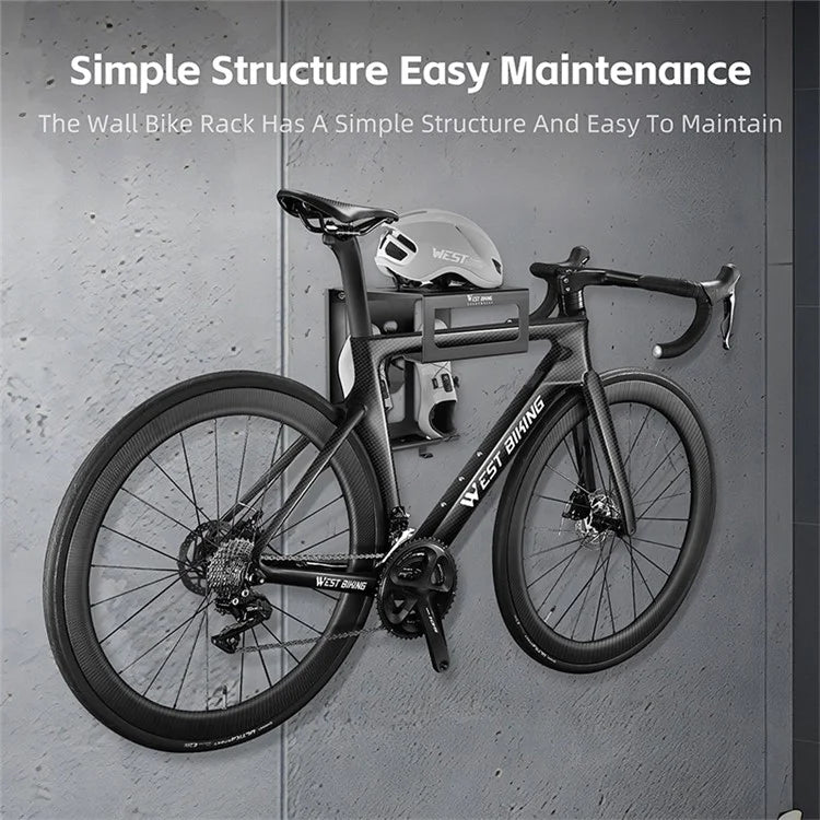 WEST BIKING YP0712039 Bicycle Wall Rack Hot-Rolled Steel Road Bike Wall-Mounted Shelf