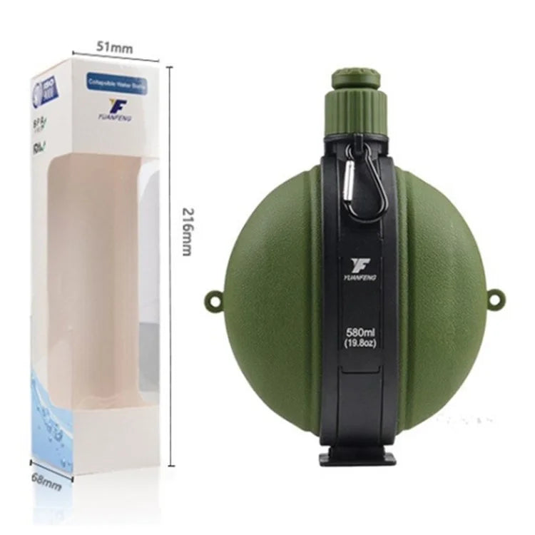 580ml Collapsible Silicone Water Bottle with Compass (No FDA, BPA-Free)