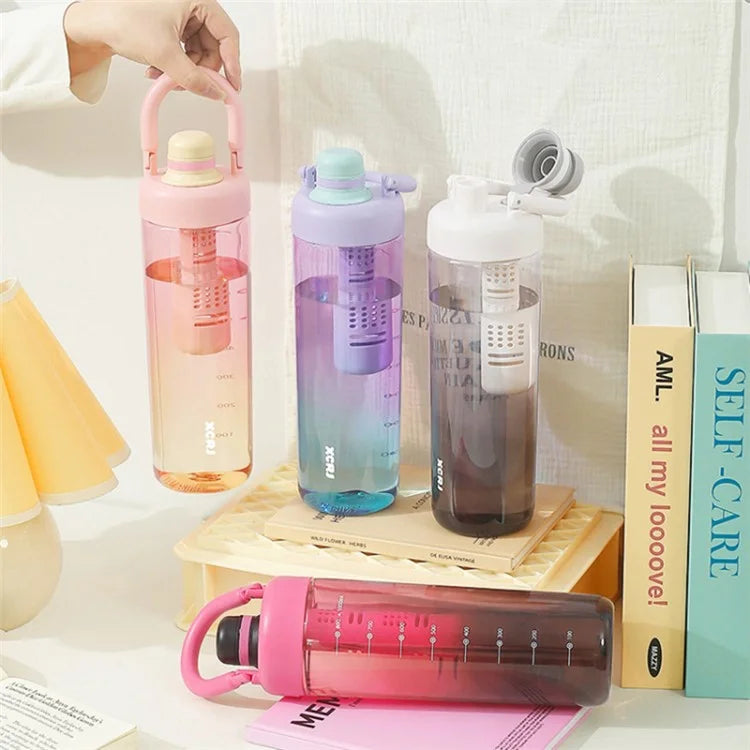 1000ml Gradient Color Drinking Cup Outdoor Portable Water Bottle with Tea Divider
