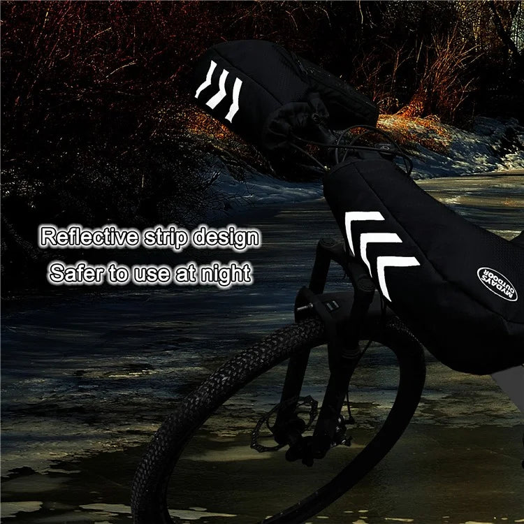 MYDAYS OUTDOOR 1 Pair Reflective Bike Handlebar Cover 420D Oxford Cloth Warm Road Bicycle Handlebar Sleeve