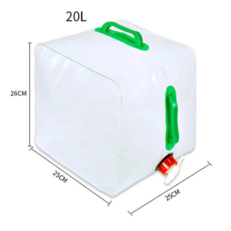 20L Foldable 0.5mm Thick PVC Water Container Camping Water Storage Bag, 25x25x26cm (BPA-Free, No FDA)