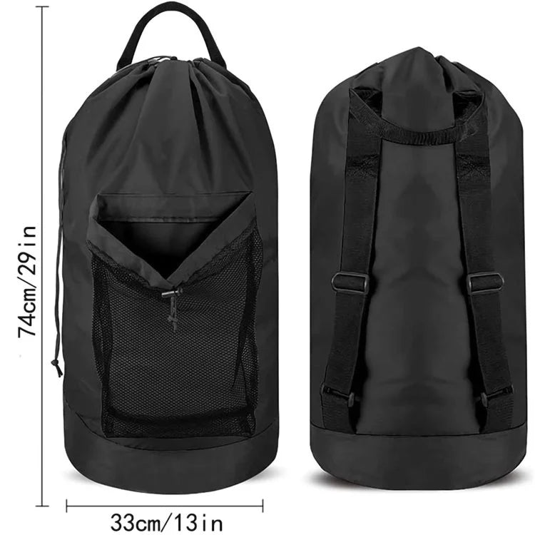 HALIN 600D Oxford Cloth Backpack Drawstring Closure Laundry Bag Dirty Clothes Carrying Pouch for Travel
