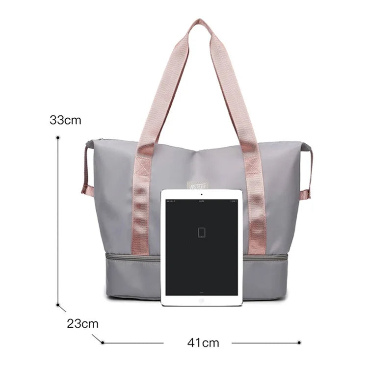 Large Capacity Nylon Waterproof Fitness Tote Single Shoulder Bag Travel Luggage Bag Red