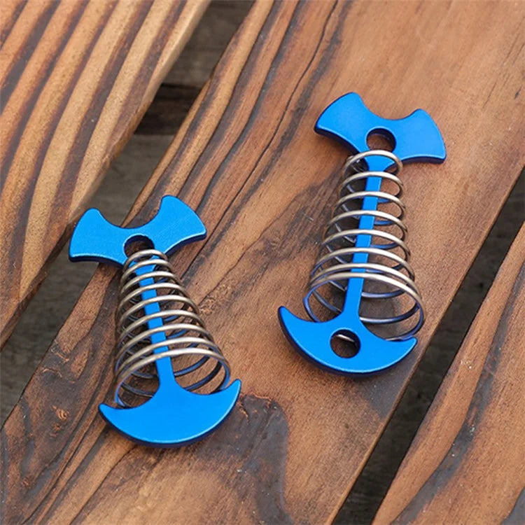 AOTU AT6546 Aluminum Alloy+Stainless Steel Tent Nail Fishbone Spring Stake Deck Anchor Peg Wind Rope Buckle