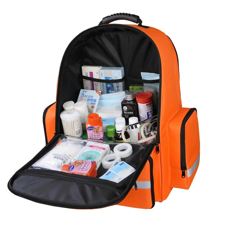 Medical First Aid Emergency Rescue Backpack 600D Oxford Cloth Large Capacity Survival Kit Storage Bag, 38x25x50cm