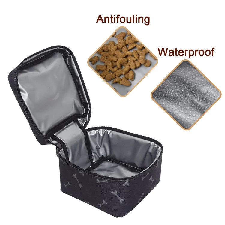 821901 600D Oxford Cloth Bag Dog Food Treat Carrier Storage Pouch with 2 Inner Bags