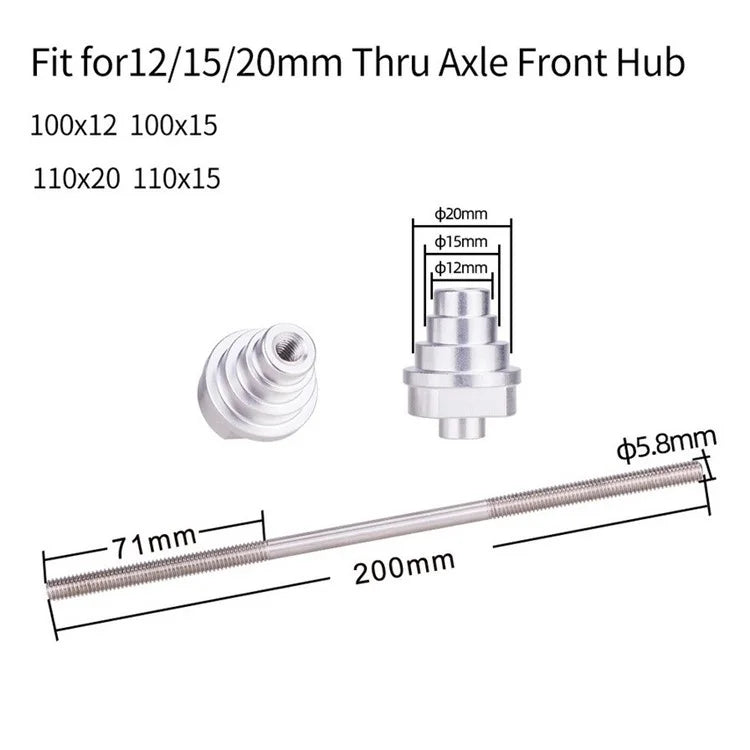ZTTO Bike Truing Stand Thru Axle Adapter 12 / 15 / 20mm Bicycle Thru Axle Front Hub Steel Fixing Bar