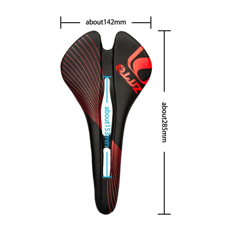 ZTTO 6610 Mountain Road Bike Leather Seat Cushion Ergonomic Hollow Bicycle Saddle / Red