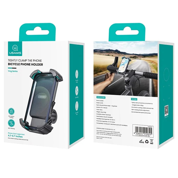 USAMS ZJ078 Bike Phone Holder Motorcycle Phone Mount Handlebar Cell Phone Clamp