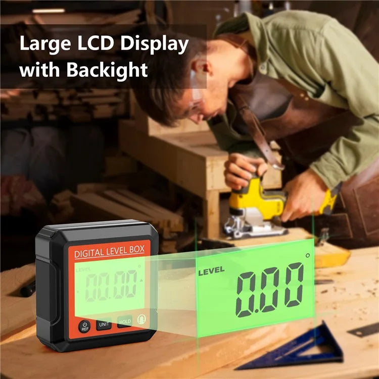JD10 Digital Level Box Mini Angle Finder Magnetic Base LCD Bevel Gauge Inclinometer for Carpentry, without Bubble