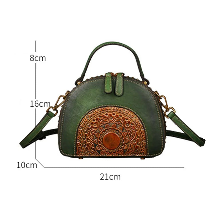 3205 Crossbody Bags for Women Cowhide Leather Satchel Bag Vintage Ethnic Style Crossbody Bag