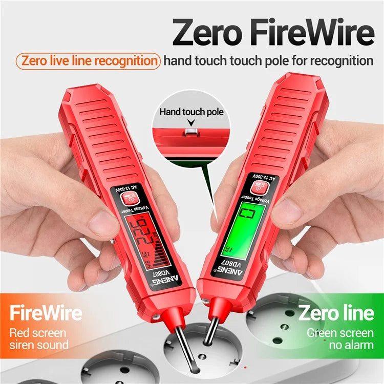 ANENG VD807 Multi-Function Voltage Display Test Pencil Zero / Fire Line Smart Recognizer LED Flashlight Wire Tester
