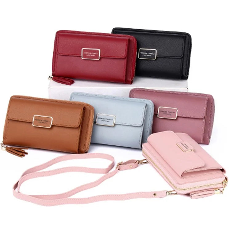 7090 Women's Large Wallet PU Leather Crossbody Bag Shoulder Bag Handbag