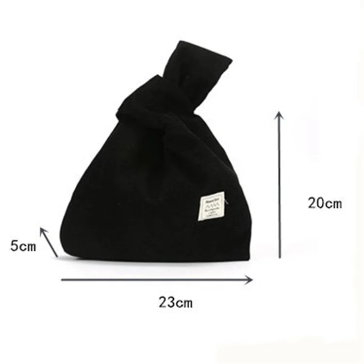 Autumn Winter Lightweight Corduroy Wrist Knot Tote Bag Small Coin Purse for Ladies Girls
