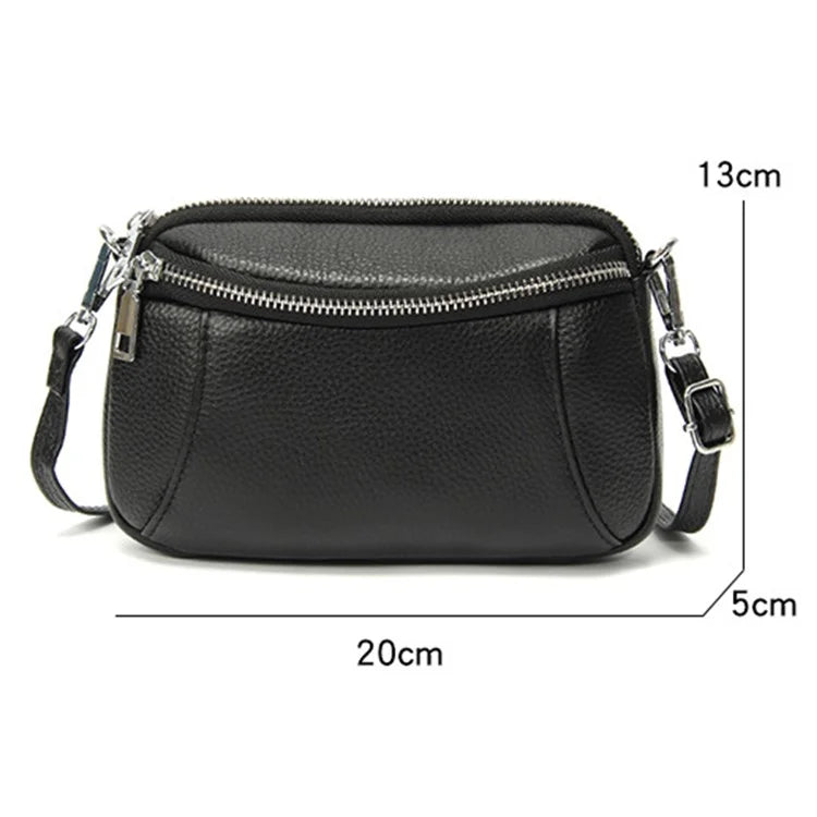 686 Crossbody Bag Smooth Zipper Solid Color Top Layer Cowhide Leather Women Shoulder Bagish Green