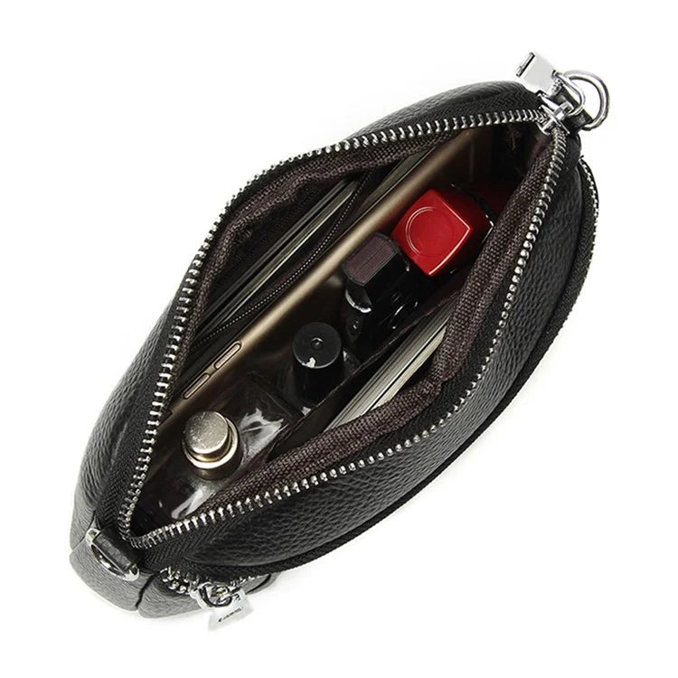 686 Crossbody Bag Smooth Zipper Solid Color Top Layer Cowhide Leather Women Shoulder Bag