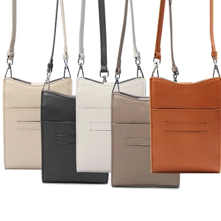 0013 First Layer Cowhide Women Crossbody Bag Phone Cards Holder Crossbody Bag