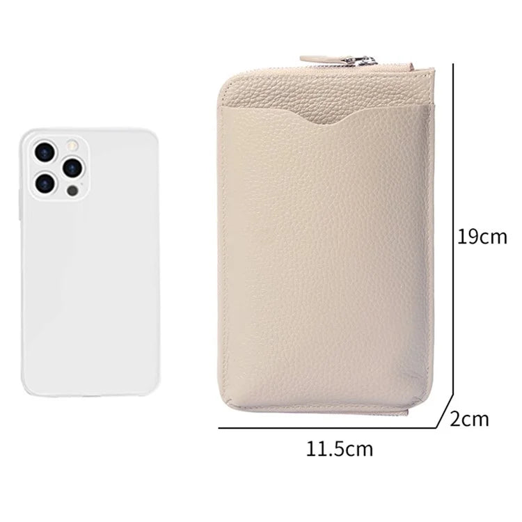 0018 Crossbody Phone Carrying Pouch Shoulder Bag Top-Layer Cowhide Leather Wallet Card Holder Bag