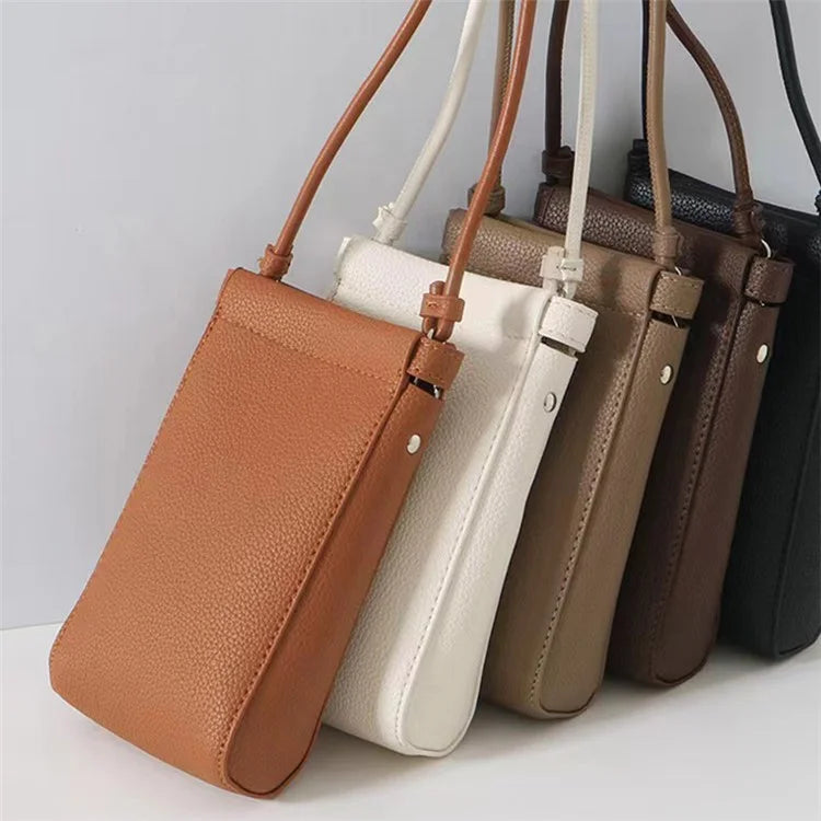 765 Mini Retro PU Leather Women Crossbody Bag Vertical Phone Carrying Crossbody Bag
