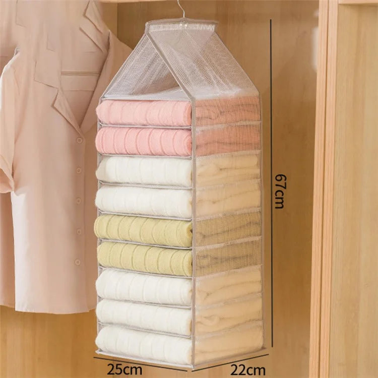9-Shelf Hanging Wardrobe Storage Organizer Closet PVC Hanging Shelves