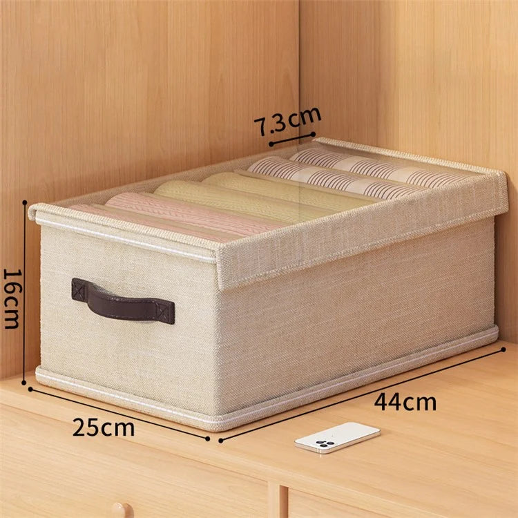 6 Grids Foldable Closet Clothes Organizer Storage Box with Clear Lid