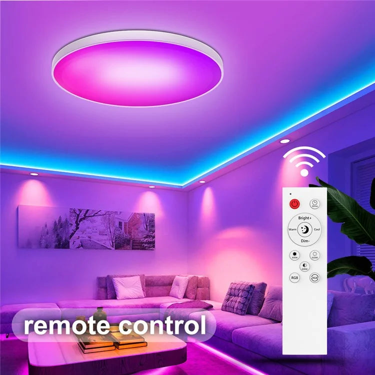 LED Ceiling Light Adjustable 48W US Plug Smart Night Light Lamp for Living Bed Dining Room House