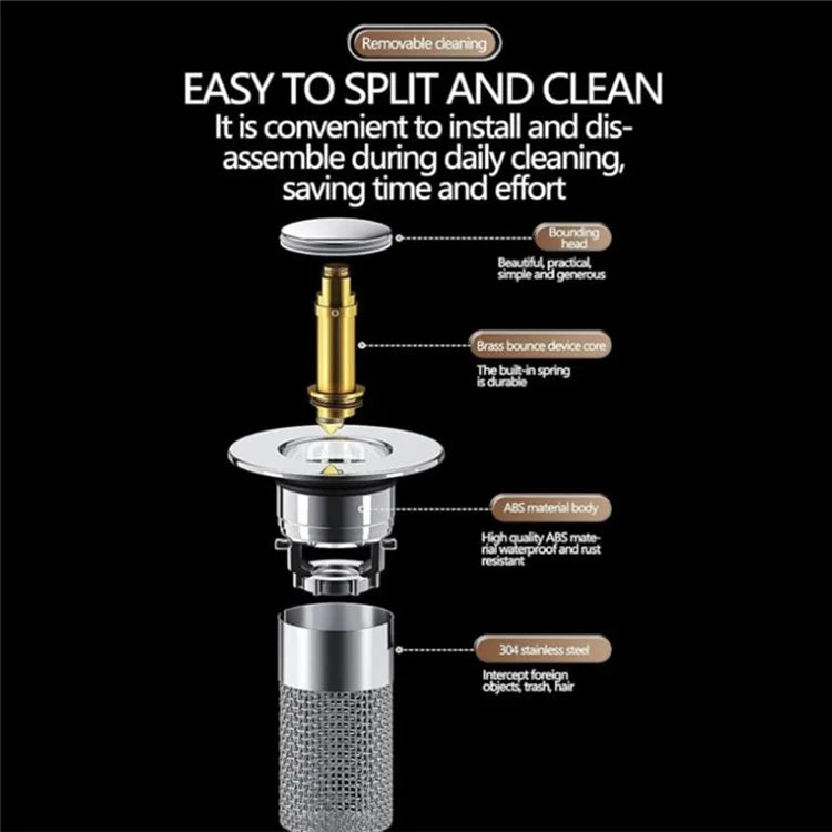 304 Stainless Steel Drain Filter Plug Pop Up Basin Stopper Hair Catcher Shower Sink Strainer