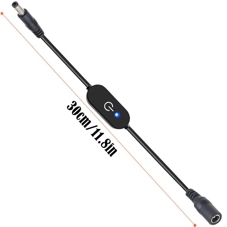 JUNSUNMAY 30cm DC 5.5x2.5mm Male to Female LED Touch Dimmer Switch Inline Controller for Single Color