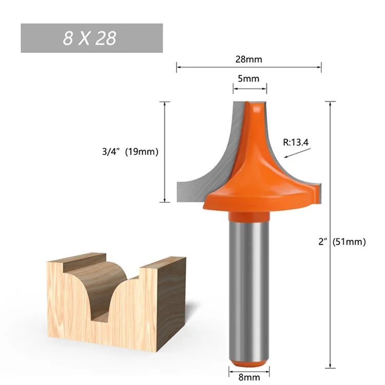 8mm Shank Round Over Edging Router Bit Woodworking Milling Cutter Tool