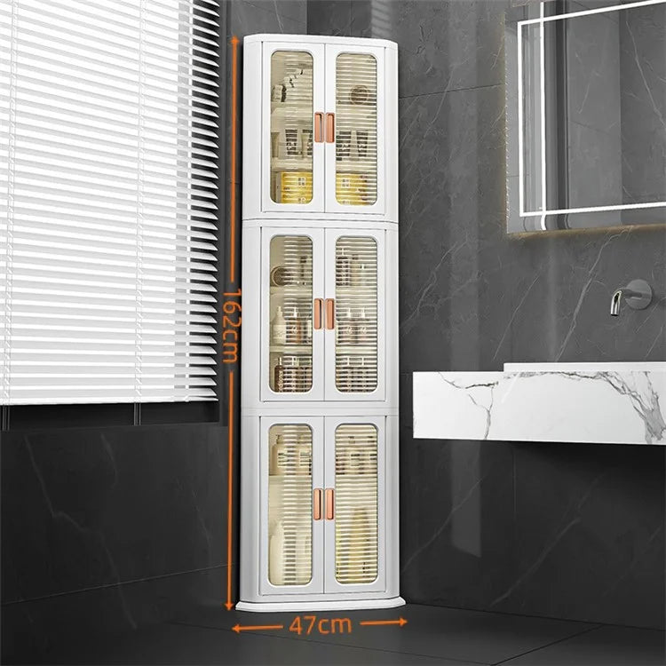 8829 3-Layer Floor Corner Cabinet ABS+PP+PET Storage Drawer for Home