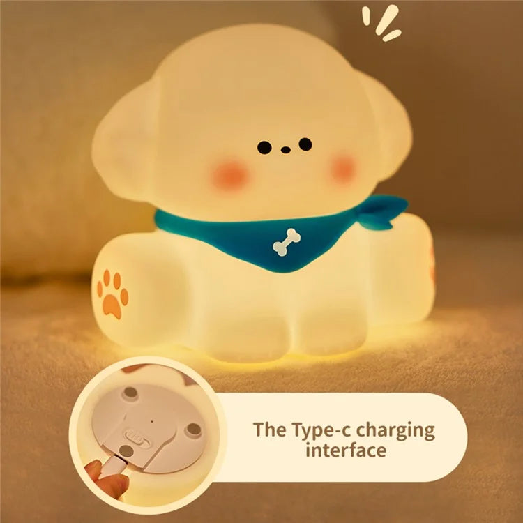 Cute Puppy Eye Protection Night Light Warm Light Tap Dimmable Table Lamp