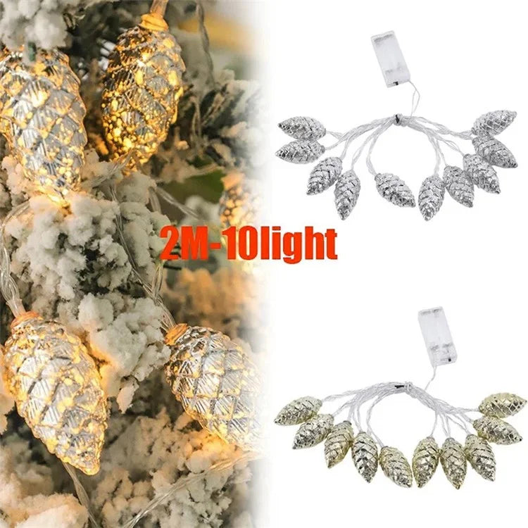 2m 10-LED Christmas Pine Cones String Light Xmas Tree Ornaments Festival Party Decor