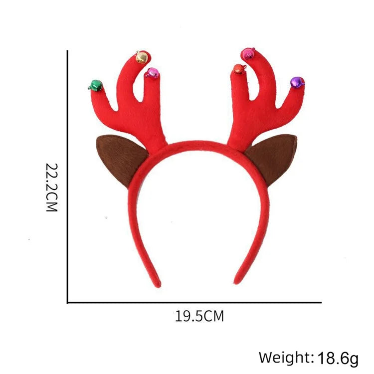 2Pcs Christmas Headbands for Children Deer Hairband Xmas Tree Hair Hoops Headpiece Accessories with Bell