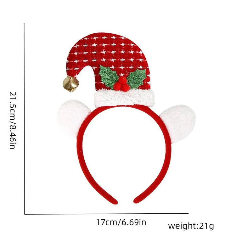 5Pcs Lovely Christmas Style Hair Hoop Plastic+Cloth Head Hoop Kids Adult Xmas Headwear