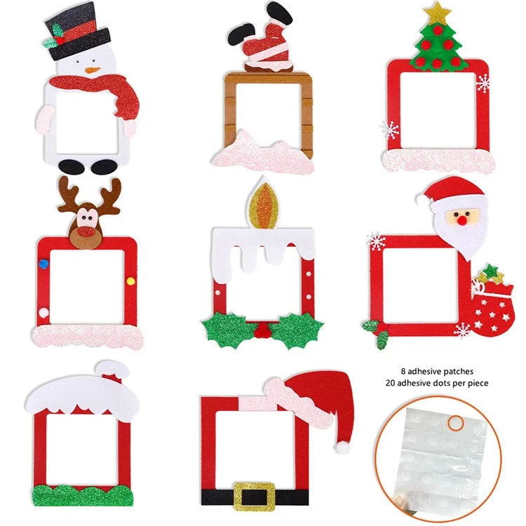 8PCS Christmas Felt Cloth Wall Switch Stickers Decorations Xmas Santa Claus Elk Snowman Ornaments