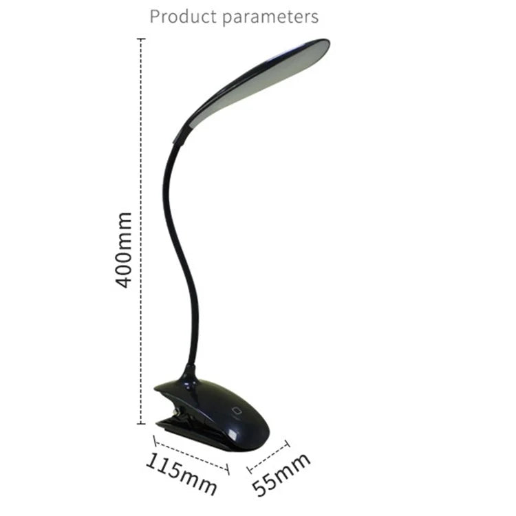 8013A Adjustable Hose Clip-on LED Table Light Touch Control USB Charging Student Reading Lamp