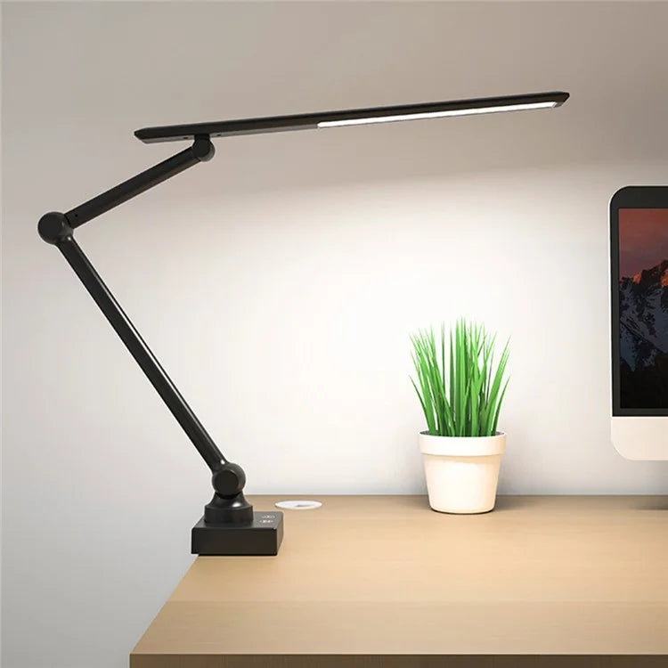 TB-52S LED Desk Lamp Clamp Design Flexible 3 Sections Swing Arm Eye Protection Light (USB Plug-In Powered)