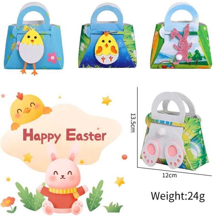 2Pcs Kids Easter Candy Bag Felt Cloth Party Decor Candy Chocolate Storage Tote Bag
