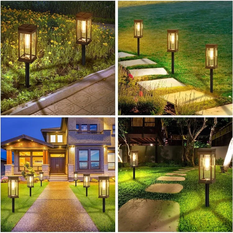 6PCS Solar Powered Lamp Waterproof Garden Grass Lawn Light with Stake - Yellow Light