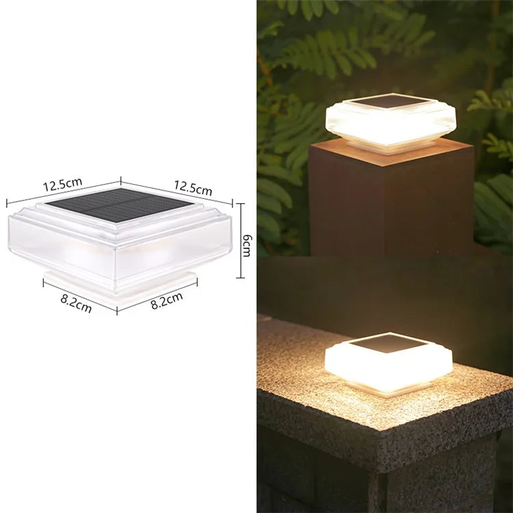 Clear Shell Solar Fence Post Light Fence Post Cap Lamp for Deck, Patio, Garden