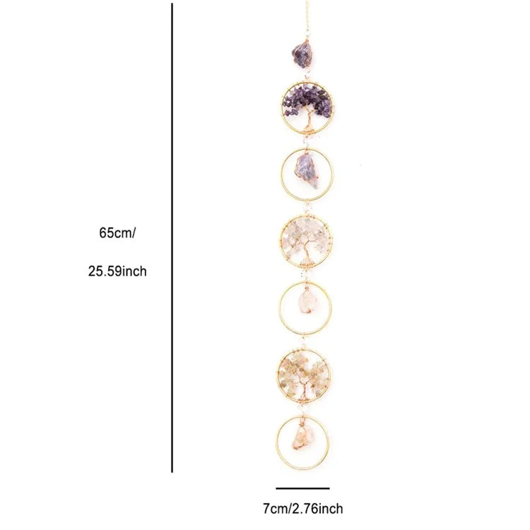 Life Tree Natural Crystal Gem Gravel Sun Catcher Home Garden Balcony Hanging Ornament