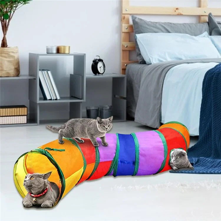 22Pcs / Set Cat Toys Set with Collapsible Tunnel Tube Interactive Cat Feather Toy Mouse Crinkle Balls