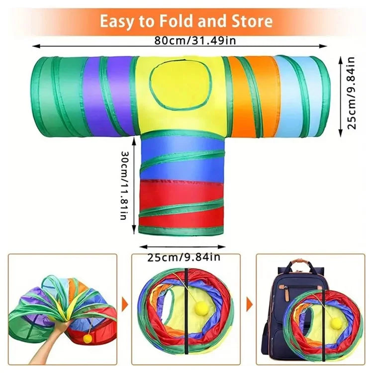 22Pcs / Set Cat Toys Set with T-Shaped Colorful Tunnel Interactive Cat Toy Feather Mouse Crinkle Balls