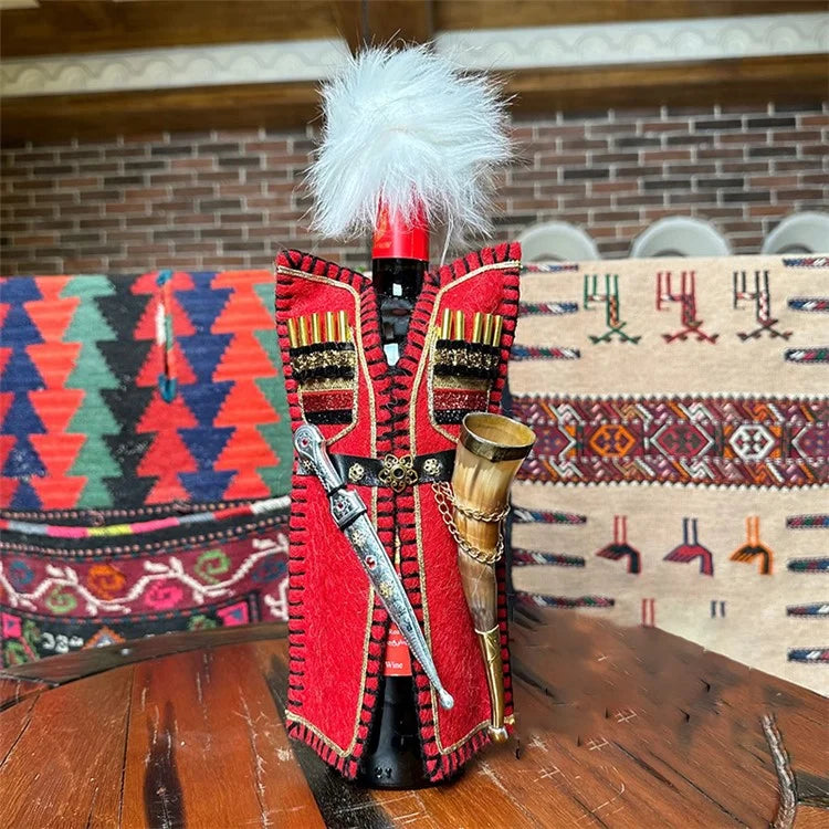 0001 1 Set Christmas Wine Bottle Cover Plush Coat Bottle Dress for Holiday Christmas Party Decorations