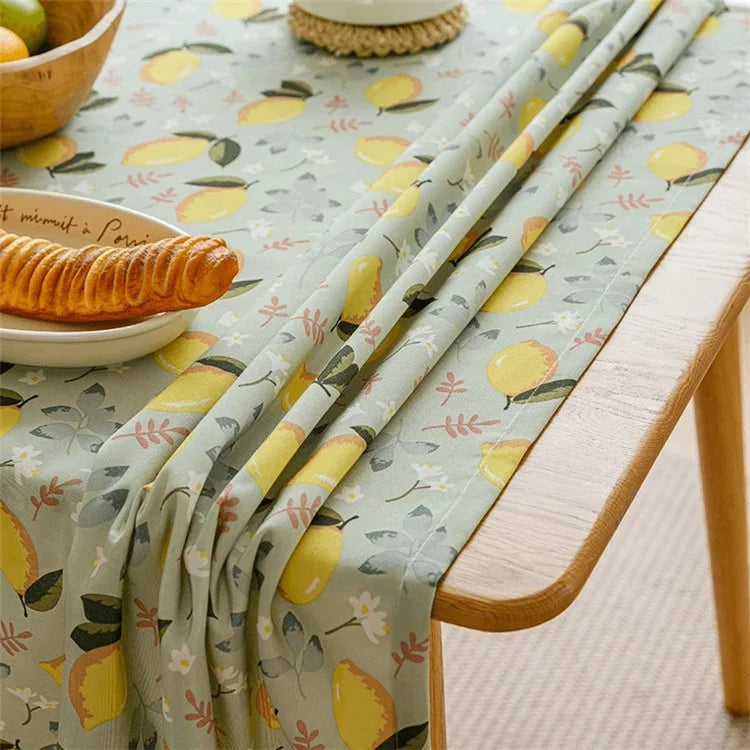 120x120cm Waterproof Oil-proof Tablecloth Lemon Pattern Party Table Cover