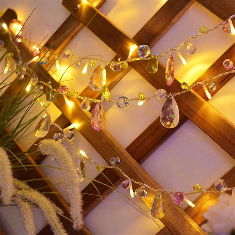 1.5m 10-LED Gemstone String Light Battery Powered Romantic Bedroom Decorative Lamp