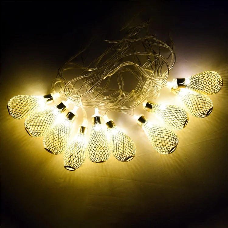 1.5m 10-LED Morocco Iron Art Water Drop String Light Home Party Decorative Lamp, Constant Warm Light