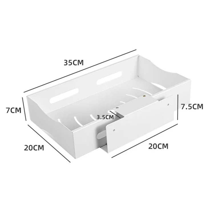 Carbon Steel Kitchen Organizer Wall-mounted Sliding Storage Box, Size L